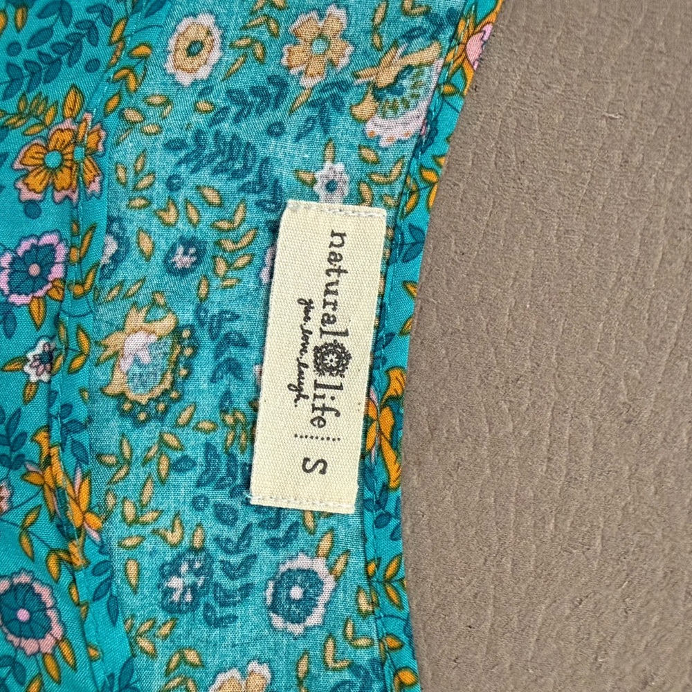 Natural Life Teal Floral Fabric